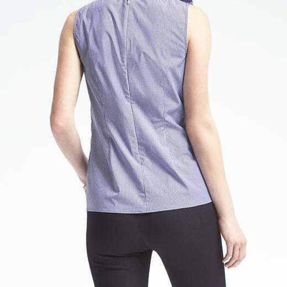Banana Republic Blue Sleeveless Ruffle Shirt - Picture 2 of 7